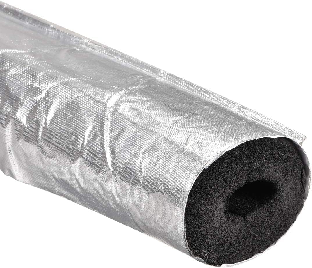 XYWHPGV Self Sealing Pipe Insulation Tubing, 1.69Inch ID x 1.18Inch Thickness x 3.12Ft Long, for Cold or Hot Pipes, Rubber Foam with Aluminum Foil, Black(574a3 bd36c 30d84 9b15d 853b9 3741b