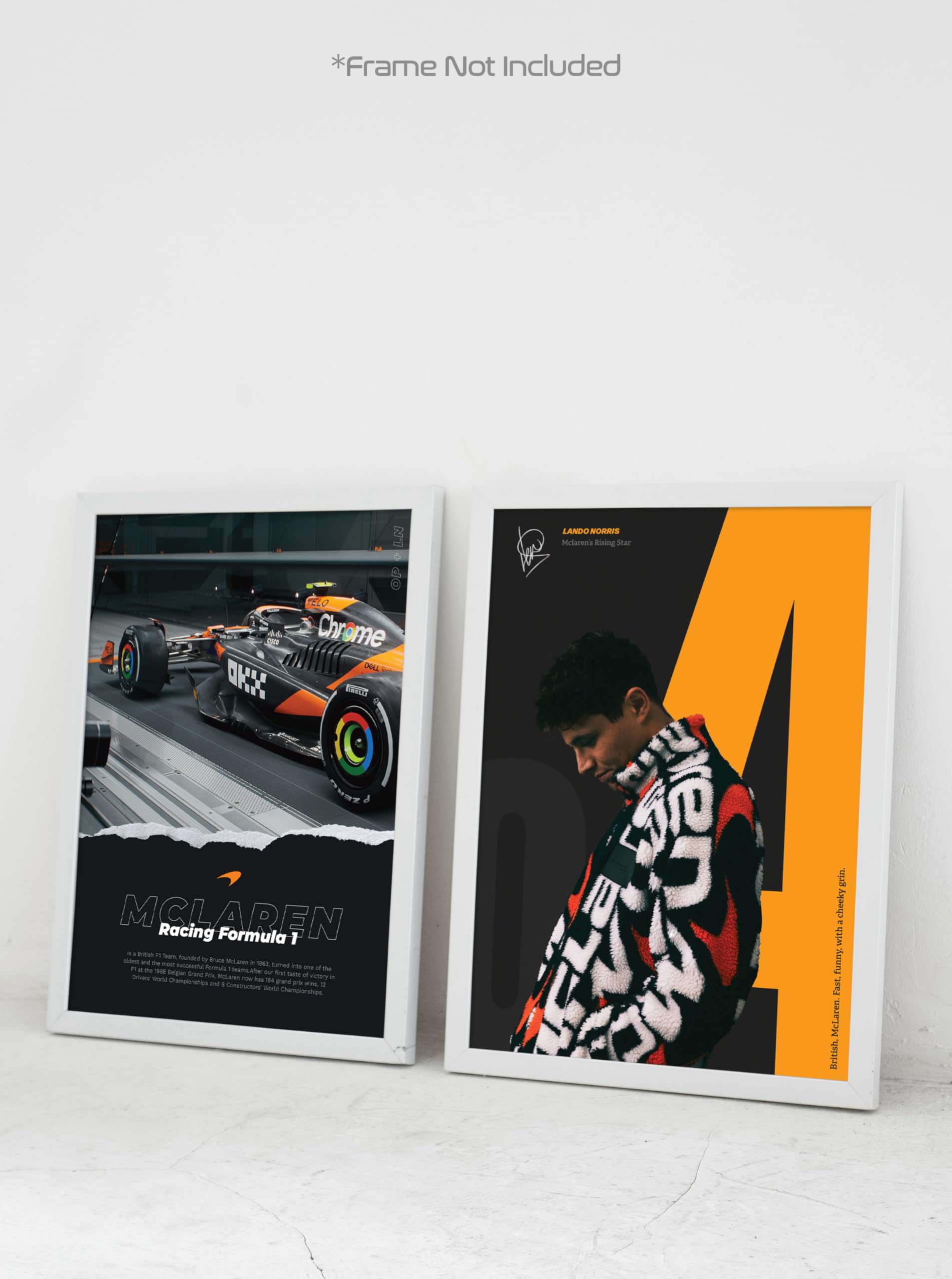 PodiumPe McLaren Formula 1 Posters Set of 2 | Lando Norris + McLaren Racing F1 | A3 | Unframed