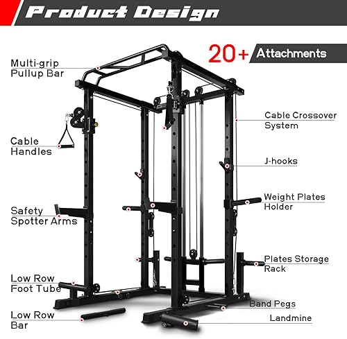 Miniatura 4 de RitFit Multi-Function Garage & Home Gym Package Includes 1200LBS Power Cage PPC03/P3 with Cable Crossover System, Weight Bench, Olympic Barbell