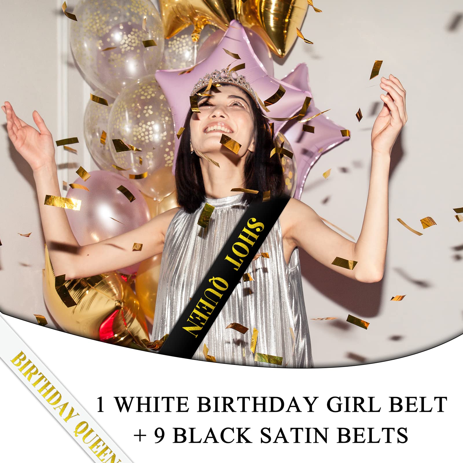 Fascia E Tiara Regina Di Compleanno – Set Oro E Nero Con Scritta Glitterata E Pettine Regolabile, Accessori Per Festa Della Mamma E Nonna