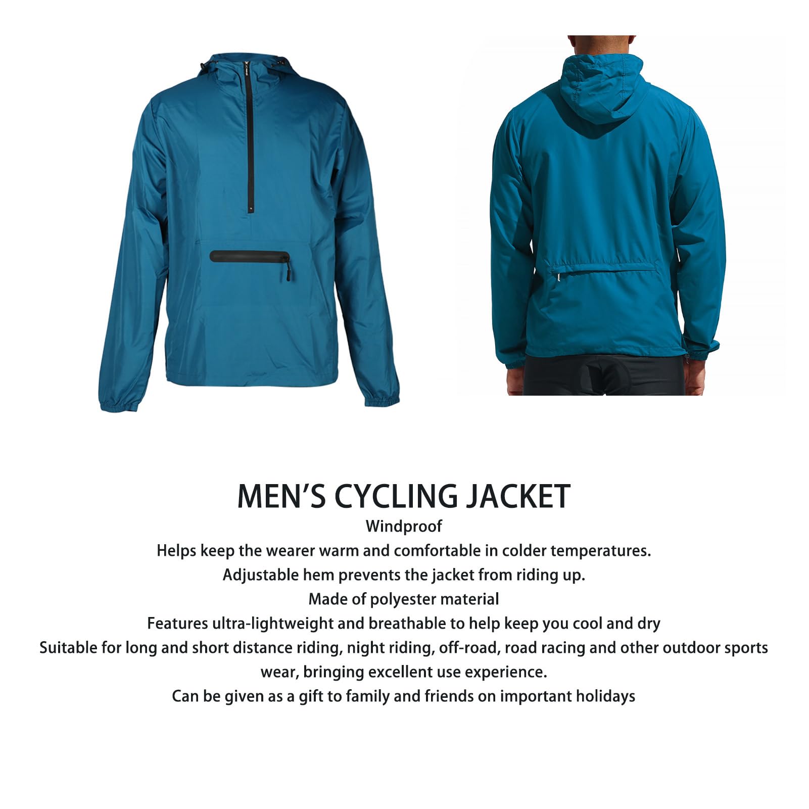 Akozon Chaqueta de Ciclismo para Hombre Cortavientos Ligero y Transpirable a Prueba de Viento para Bicicleta de Montaña Correr Al Aire Senderismo (2XL)