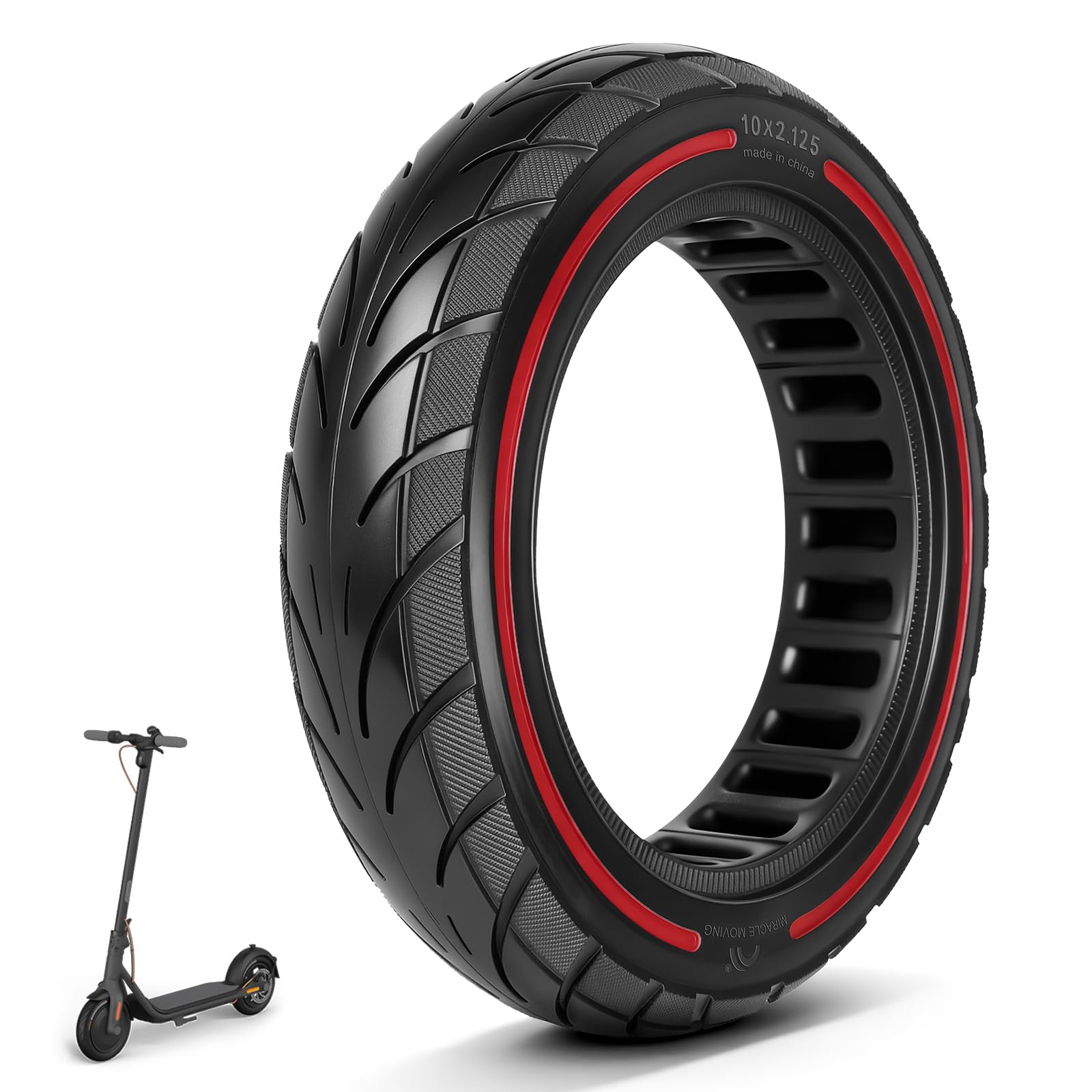 10 neumáticos sólidos 2,125 250 x 54 neumáticos sólidos para Xiaomi 4/4Pro (gen1) / 4Lite (gen2) / Ninebot F40D2/D38D scooter eléctrico neumáticos de goma maciza de 10 pulgadas, neumáticos de