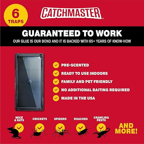 Miniatura 6 de Catchmaster Paquete de tablero de pegamento para ratones y plagas, 36 tablas de pegamento y 6 trampas de pegamento grandes, trampas para ratas y
