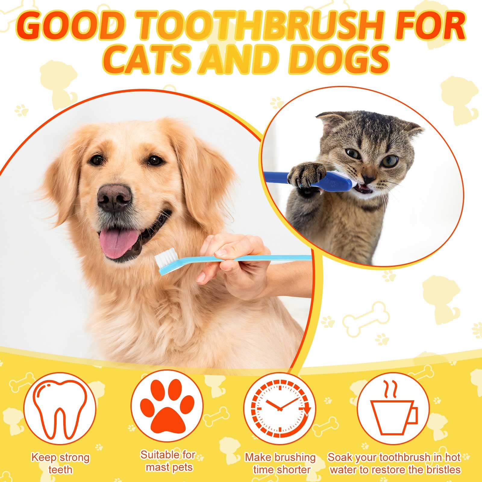 300 Pcs Pet Toothbrush Bulk Dog Double Sided Brushes Puppy Tooth Brushing Kit Soft Bristles Long Handle Dog Tooth Brush for Small Dog Cat Puppy Teeth Cleaning Oral Dental Care Supplies (10 Colors) 2