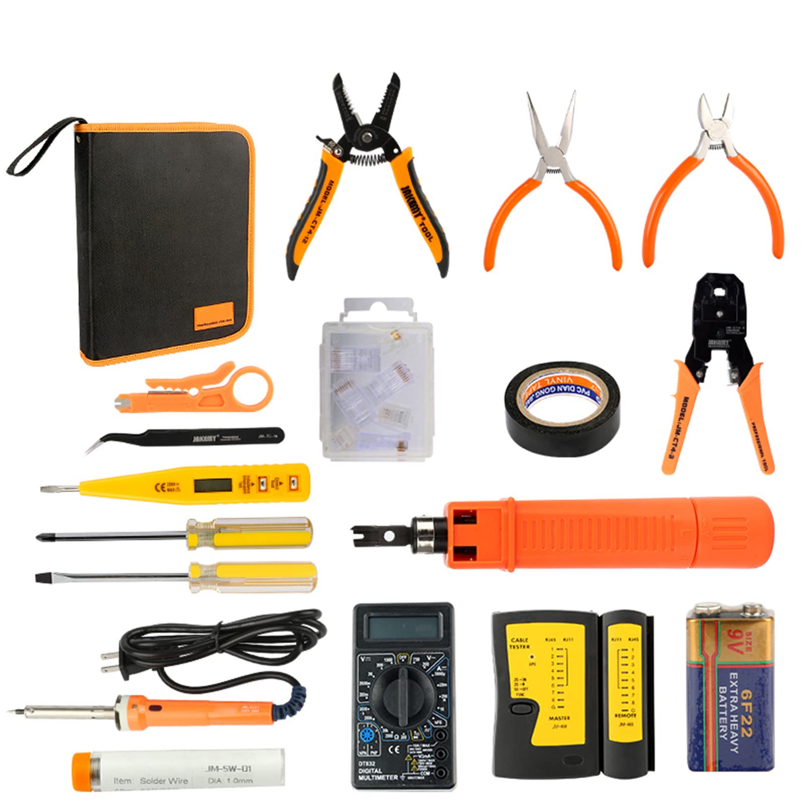 Netzwerk-Crimp-Werkzeug-Set, RJ45-Crimper-Werkzeug-Set, Test-Crimpzangen-Werkzeug, Netzwerk, tragbare Klinge, Multifunktionszangen-Werkzeug für RJ45/RJ11/RJ12/CAT5/CAT6/Cat5e/8P