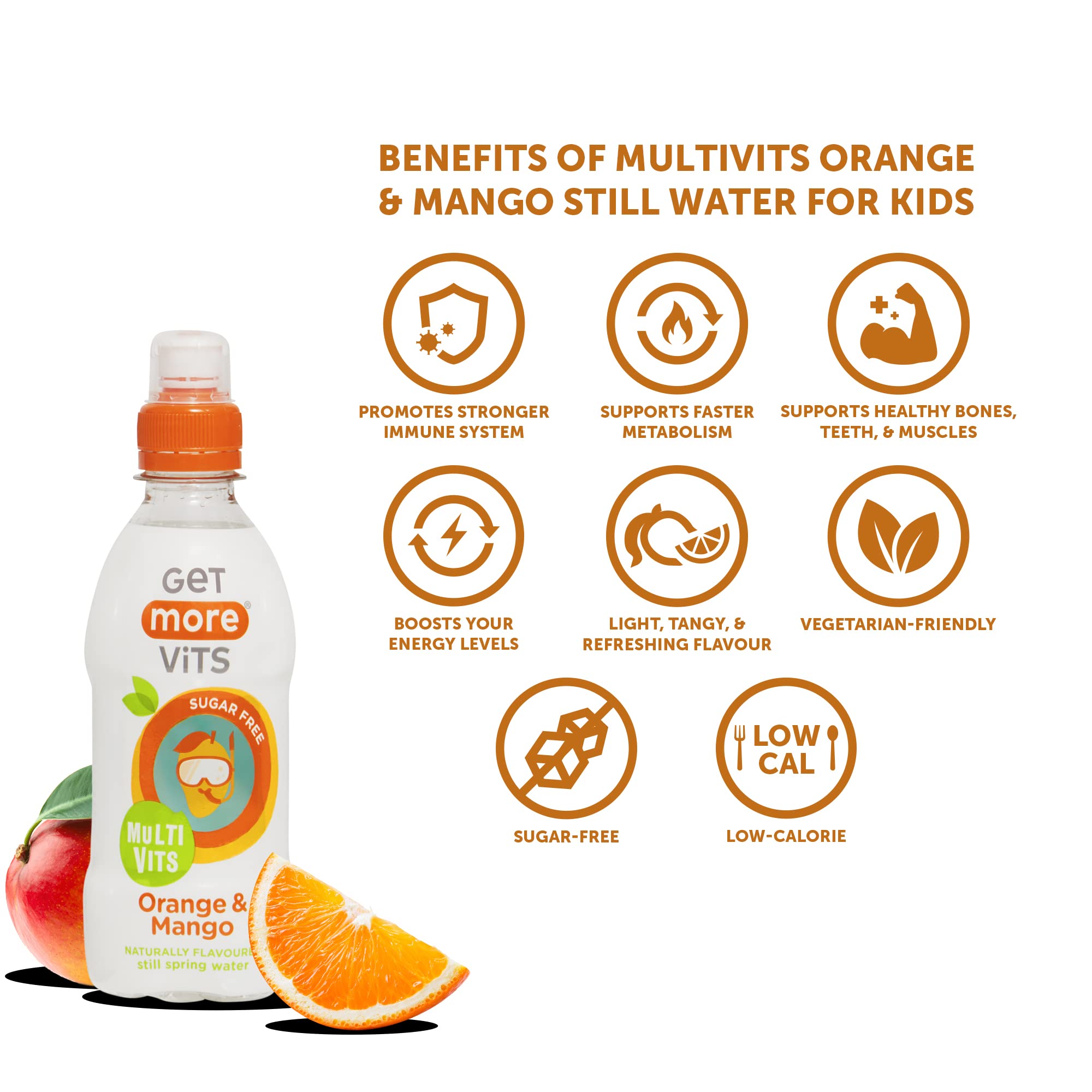 Buy Get More Vits Flavoured Water for Kids Orange & Mango Spring