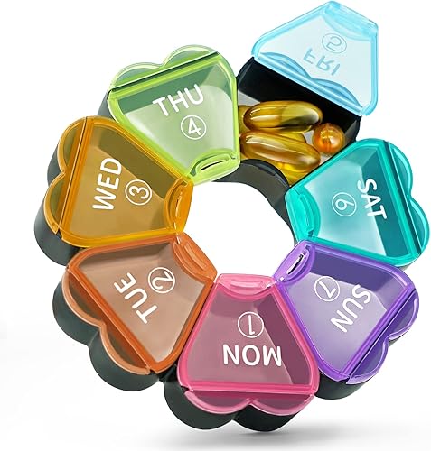 BUDO - Pastillero de 7 días, organizador semanal grande de píldoras, caja portátil, recipientes para medicamentos para píldoras, vitaminas y aceite