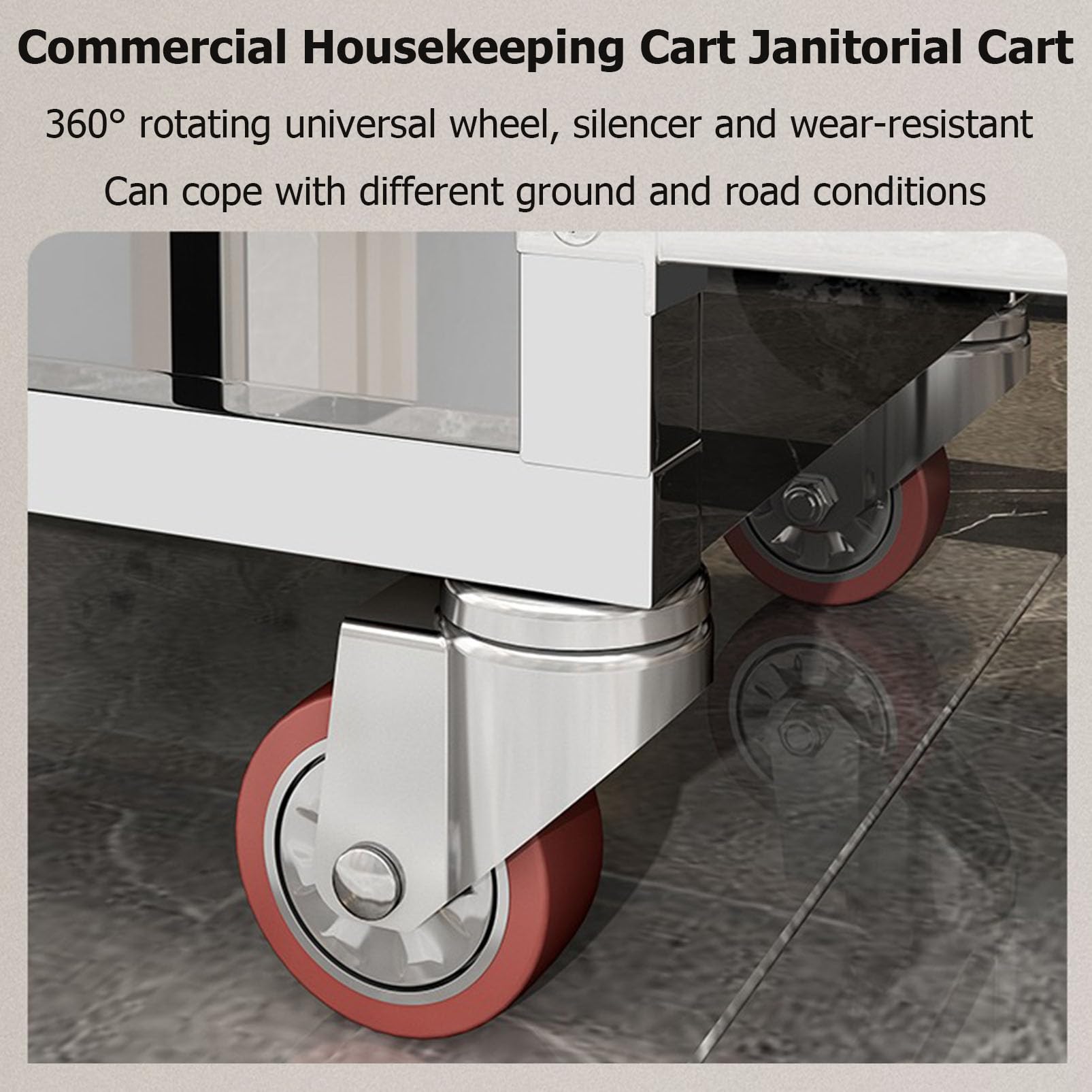 Carro de Limpieza Comercial con Gran Capacidad, Carro de Limpieza Resistente con Ruedas silenciosas y Soporte para fregona para Limpieza de oficinas y centros comerciales.