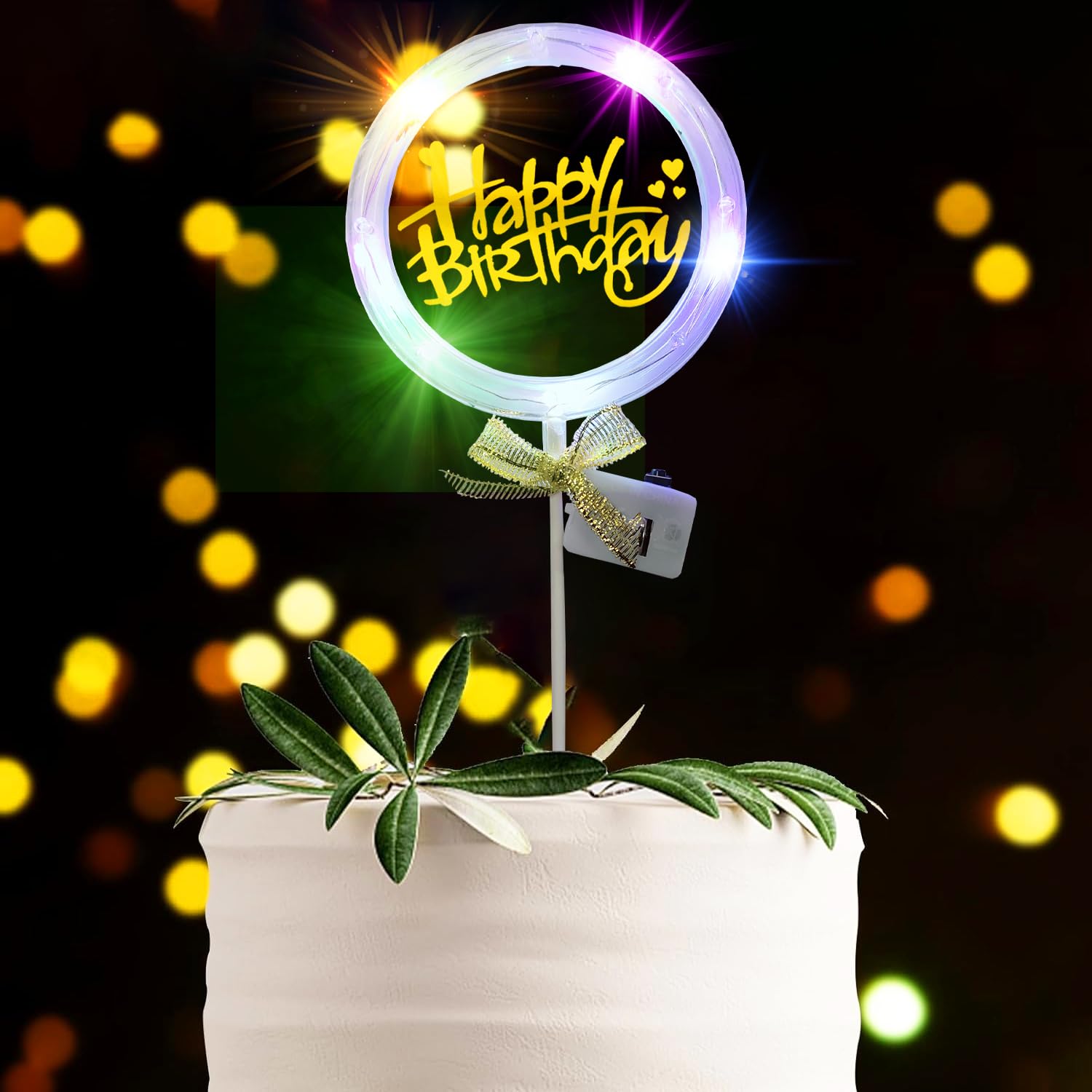 Rozi Decoration Happy Birthday Cake Topper with Light Set of 1 | Happy Birthday Cake Topper Decoration Items | Cake Topper 2nd Birthday Decorations | Birthday Cake Topper for Husband-image-17