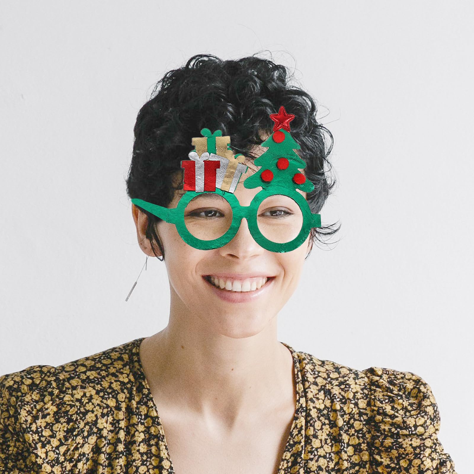 TOYANDONA 25 Piezas Gafas Navideñas de Disfraz Estampado de Copos y Árboles
