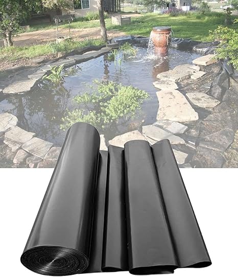 Image WHFTD Black Pond Liners, Heavy Duty Fish Pond Waterproof Liner Various Sizes, Large Fish Pond Liner Gardens Pools Membrane Reinforced Landscaping,7 * 10m