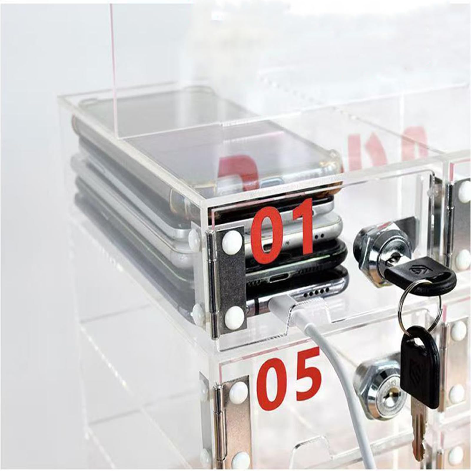 Caja De Almacenamiento para Teléfonos Móviles De 9 Compartimentos, De Acrílico, para Montaje En Pared, con Cerraduras Y Llaves, Ideal para Oficinas, Escuelas, Aulas Y Gimnasios,9grid