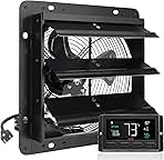 VEVOR Shutter Exhaust Fan, 10'' Wall Mount Attic Fan with Temperature Humidity Controller, 820 CFM, 10-Speed Adjustable, Ventilation and Cooling for Greenhouses, Garages, Chicken Coops, ETL Listed