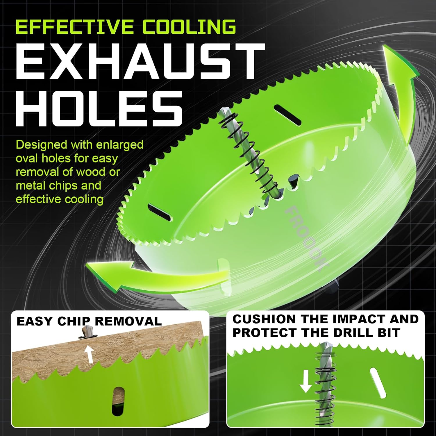 8'' (203mm) Bi-Metal Hole Saw with Arbor - Multi-Material Cutting Kit for Thin Iron, Wood & Drywall - High-Speed Steel Teeth with Smooth Cutting Edge,Fast Chip Removal &Bonus Dust-Proof Bag