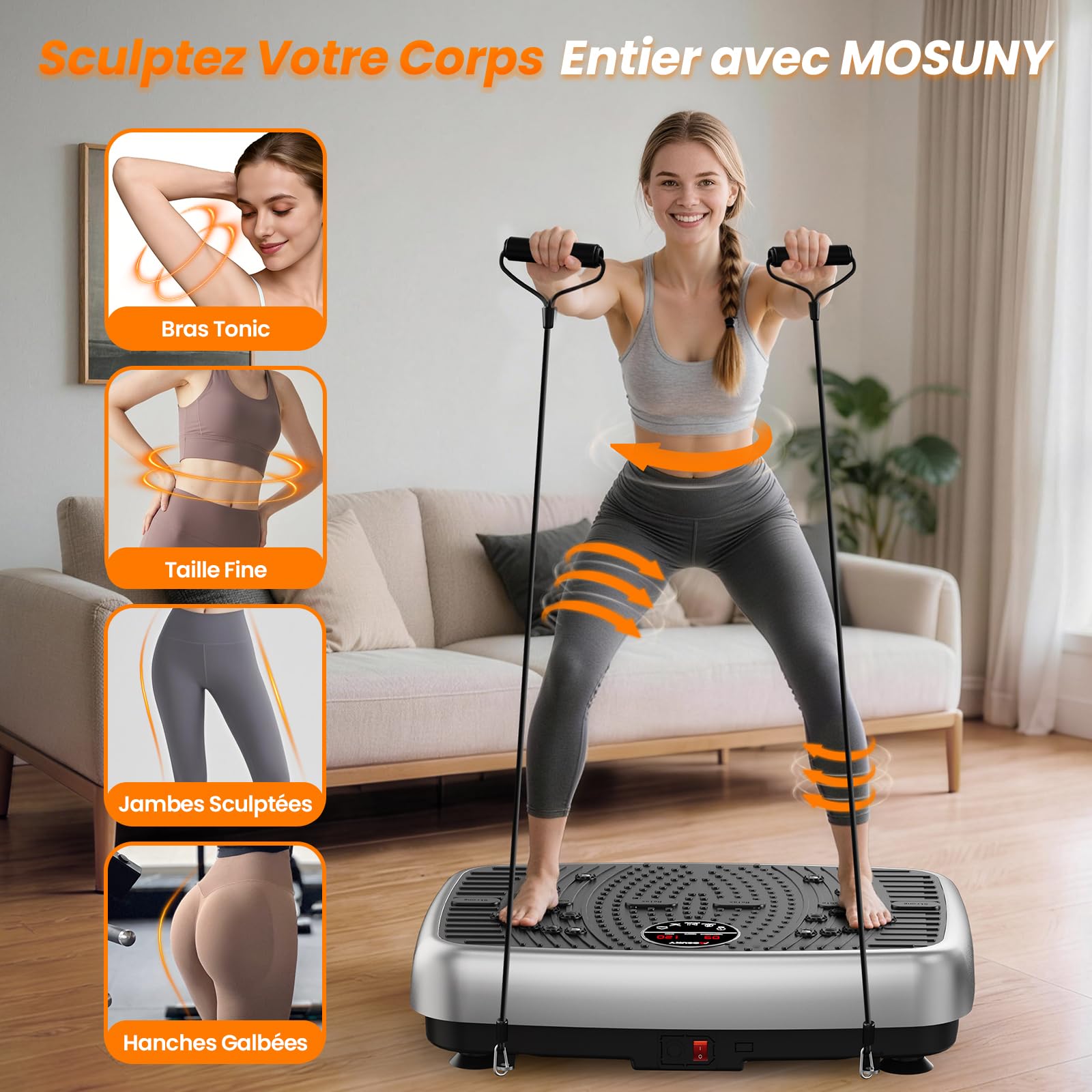 Plateforme Vibrante Perte de Poids, Plateforme Vibrante de Massage Lymphatique, Modèle 2025 Amélioré à Double Moteur Plaque Vibrante, Capacité de 204 kg, 1 à 120 Niveaux