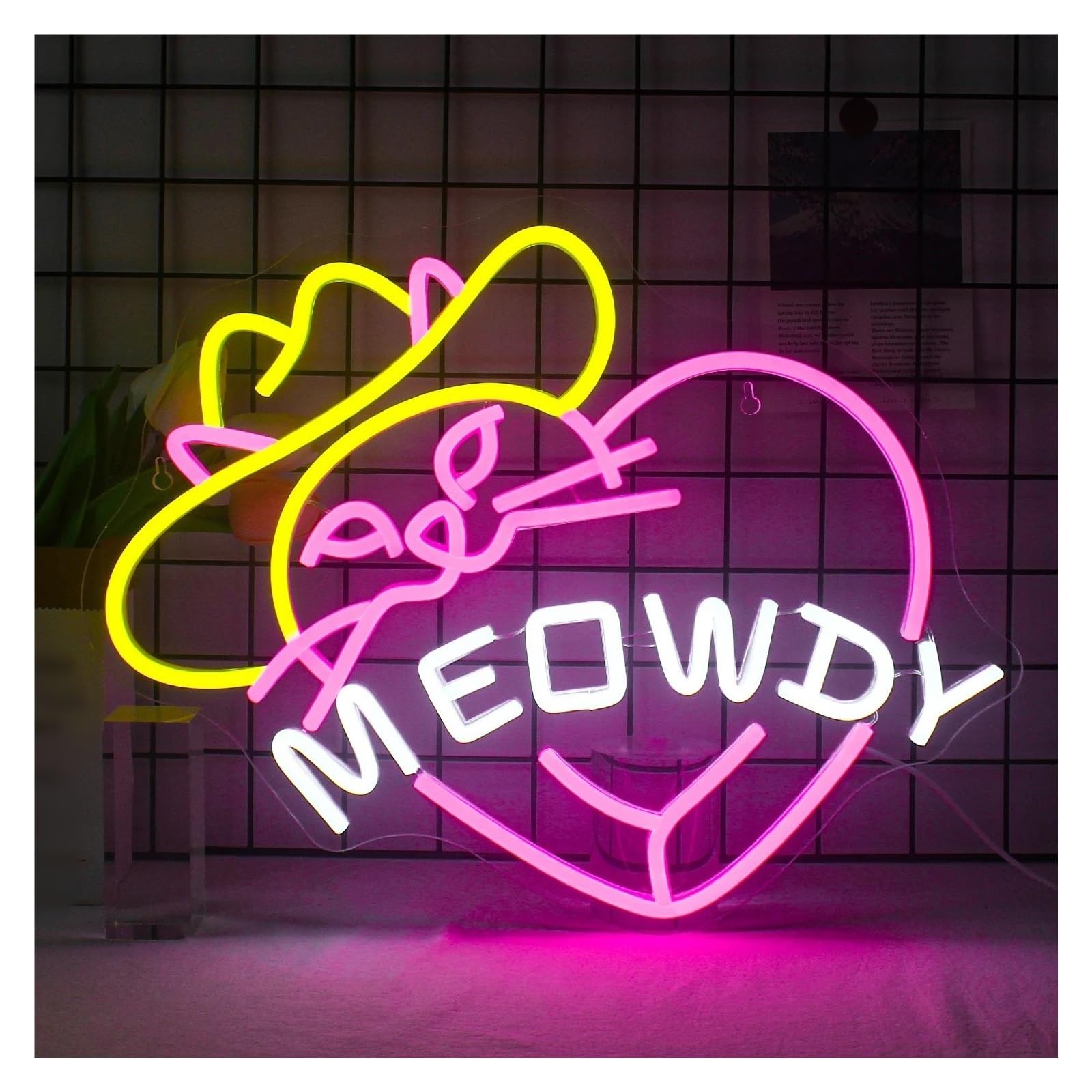 LEMST Signs Lamp Cowboy Cat Neon Sign Dimming Light for Wall Decor Bedroom Game Room Children's Room Bar Party Shop 35cmх42.5cm
