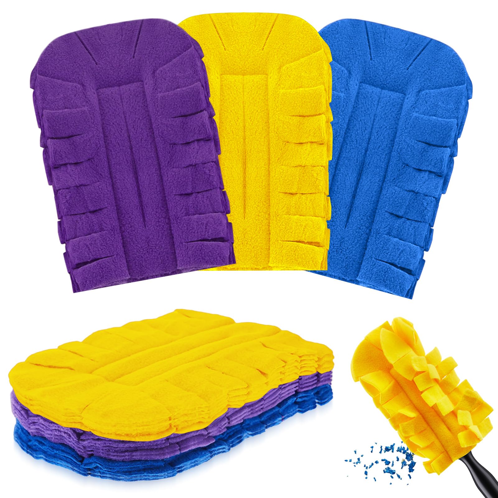 3 Pcs Reusable Duster Refills Washable Pads, Yellow, Blue, Purple