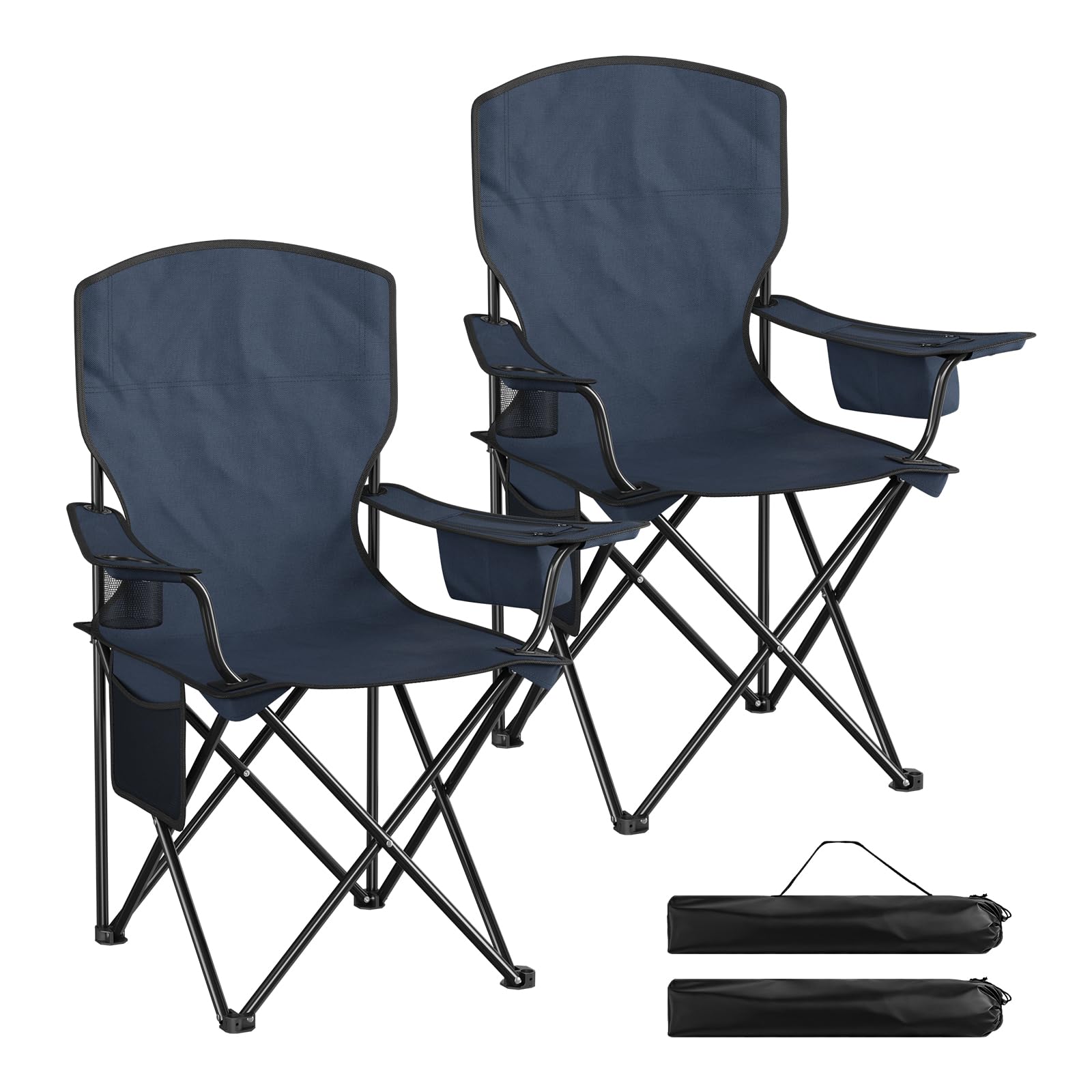 WOLTU Chaise Camping Pliante, Lot de 2, Sac Isotherme, Bleu Marine