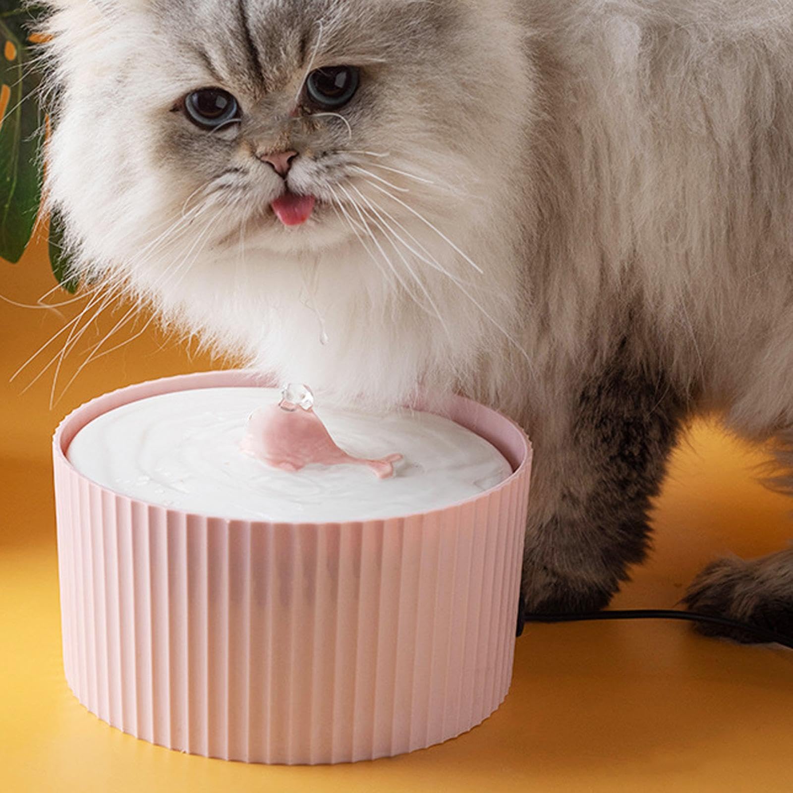 Fuente de Cerámica para Mascotas, Dispensador Automático de Agua, Rosa