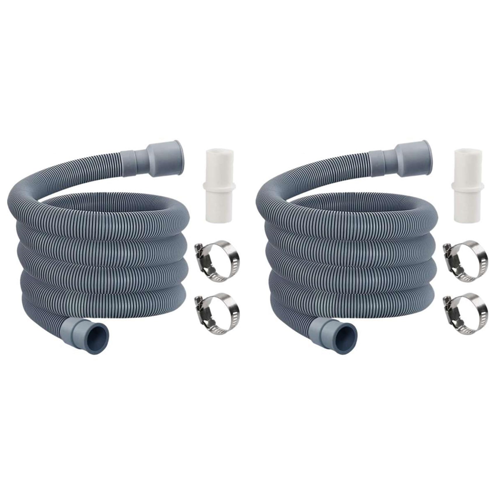 Hndhbfgrt Gray 2X Automatic Drum Washing Machine Drain Pipe Drain Hose Fittings, 4 Meter