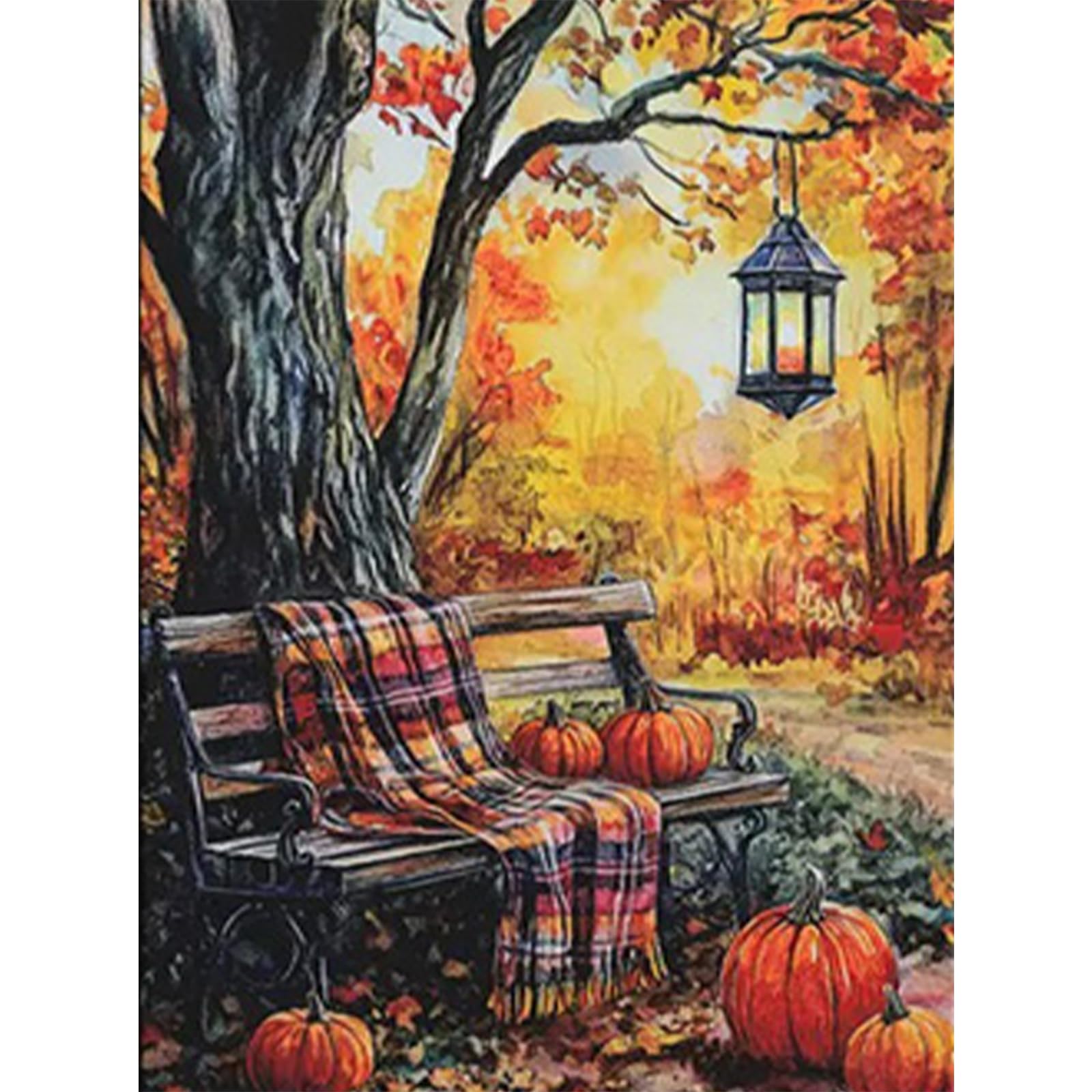 RICUVED Autumn Pumpkin Diamond Painting Kits for Adults, 5D Landscape Diamond Art Kits Round Full Drill Diamond Painting Kits Picture Crystal Art for Home Decor 30x40cm