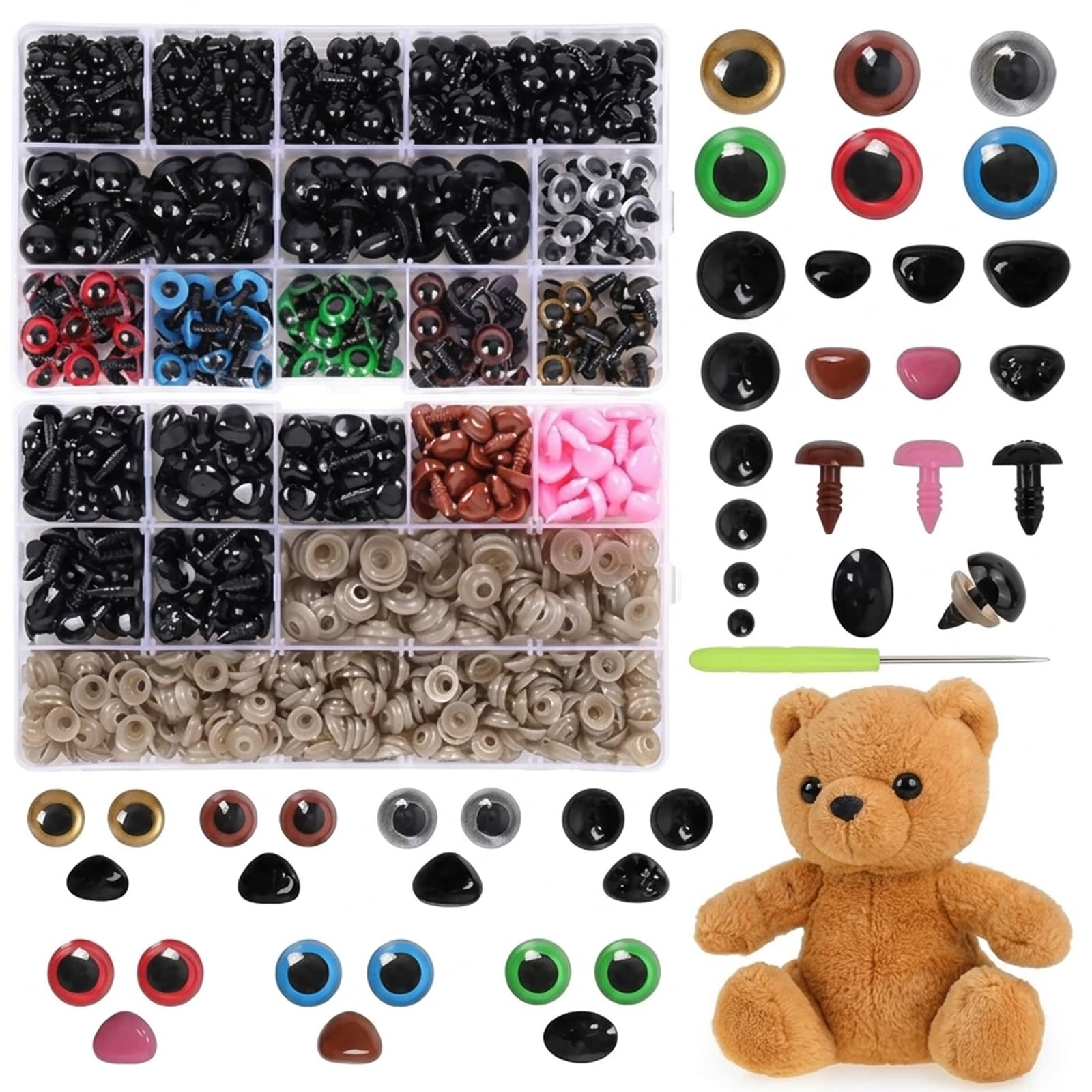 915-Piece Crochet Eyes, Safety Eyes for Crochet Toys, Assorted Sizes Safety Eyes for Toy Making Suitable for Creating Soft Toys and Decorative Items with Enhanced Durability and Visual Appeal