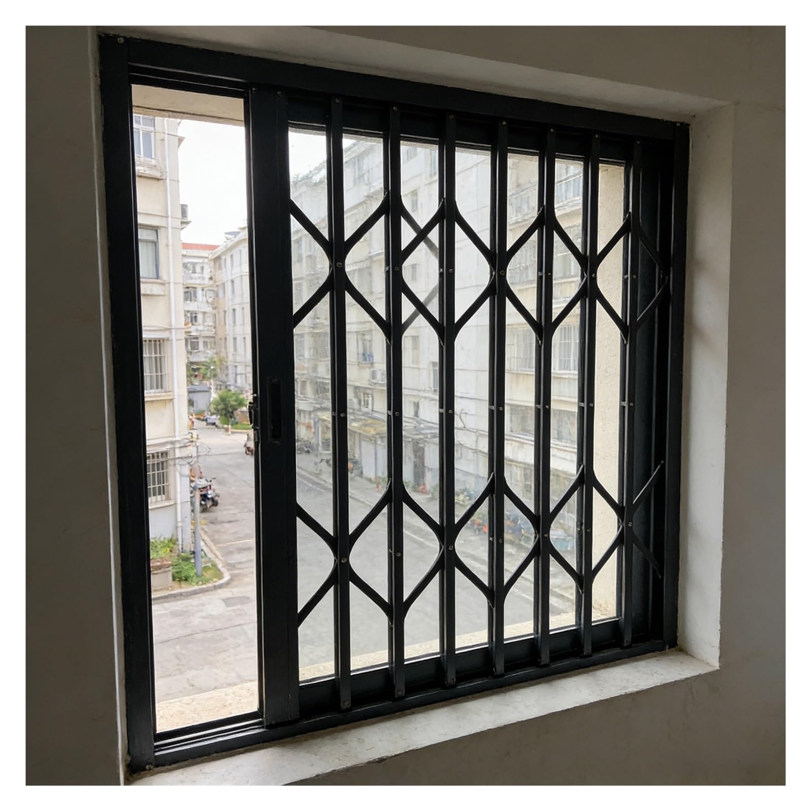 Składane aluminiowe osłony okienne, grill antywłamaniowy do piwnicy i sypialni, 63x63in / 160 x 160 cm, ulepszone zabezpieczenia domowe i bezpieczne bary