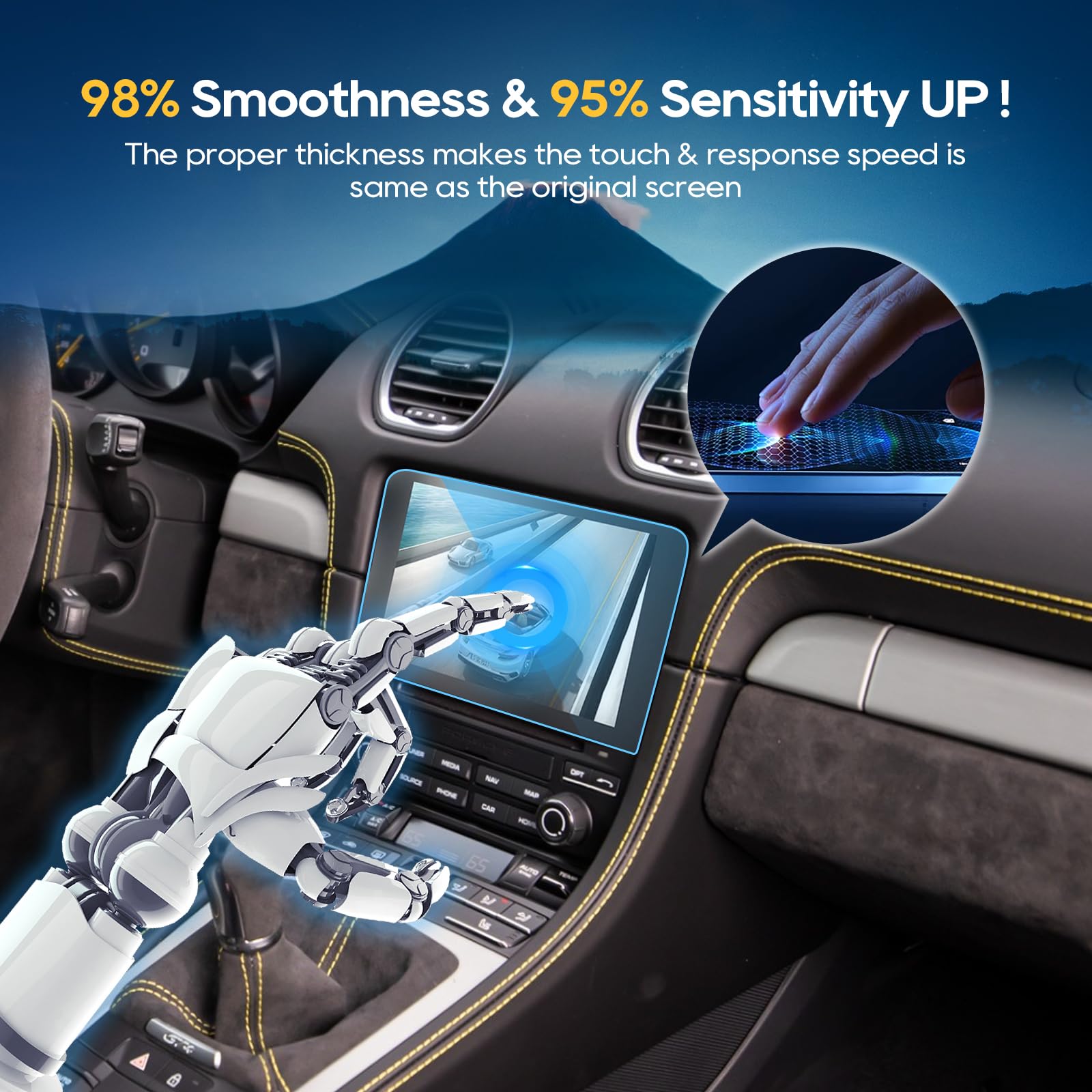 Protection D'écran Verre Mat Anti-reflet BROTECT Pour Porsche 911 991.2 GTS PCM - Dureté 9H, Anti-traces, Pose Facile
