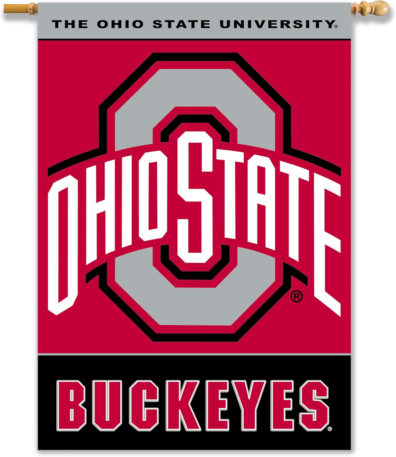 BSI PRODUCTS NCAA Ohio State Buckeyes 2-Sided 28" X 40" Banner with Pole Sleeve, Team Colors, one Size, (96455) : Sports & Outdoors