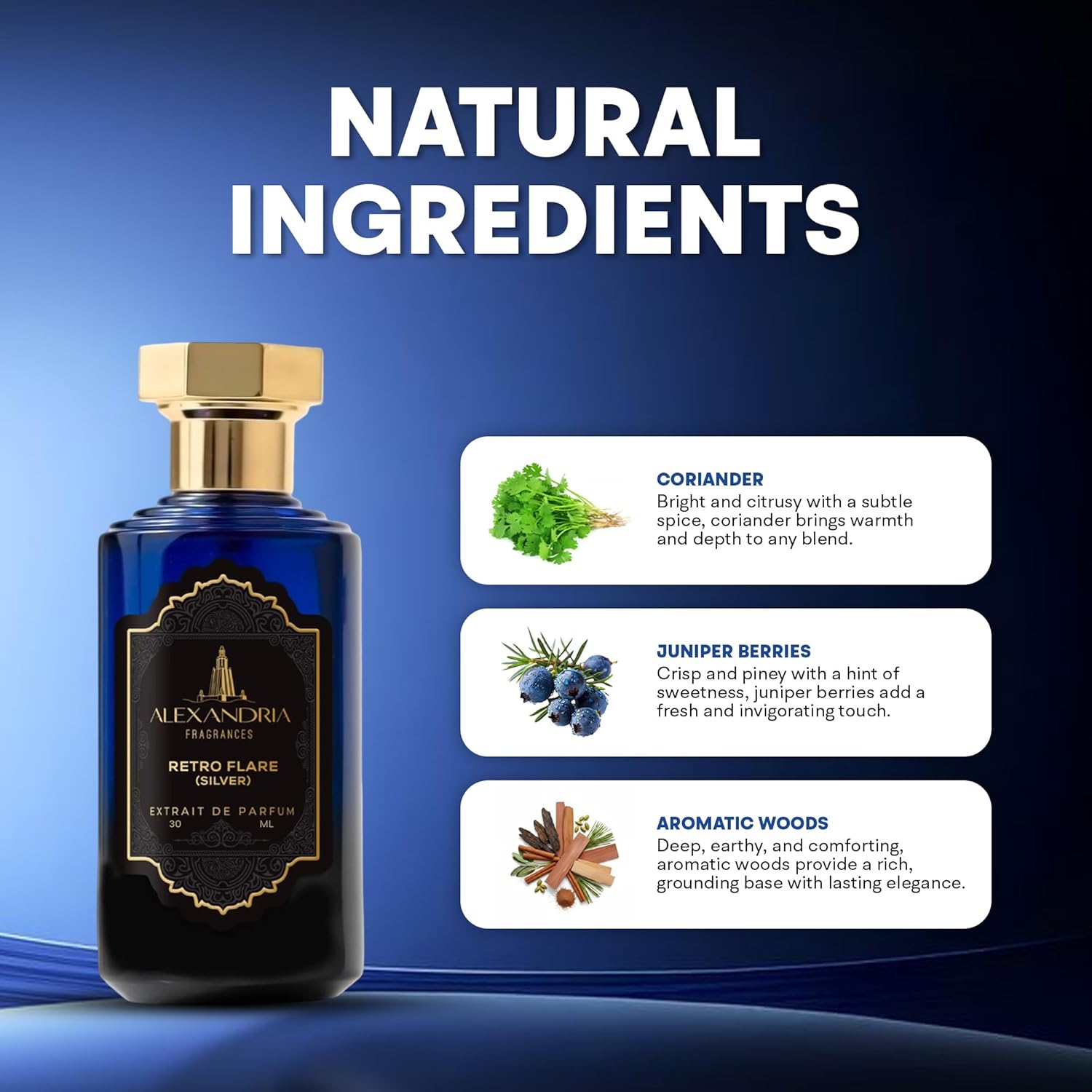 Alexandria Fragrances Retro Flare (silver) Perfume - Premium Eau de Parfum with Coriander & Musk Notes - Luxury Fragrance with Juniper Berries, Coriander & Musk – Men Cologne for Every Occasion 30ml