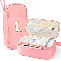 Vista 100 de Estuche Grande para Lápices, Bolsa de Lápices de Gran Capacidad, Bolsa de Lápices Personalizada con Inicial con Cremallera Suave, Múltiples