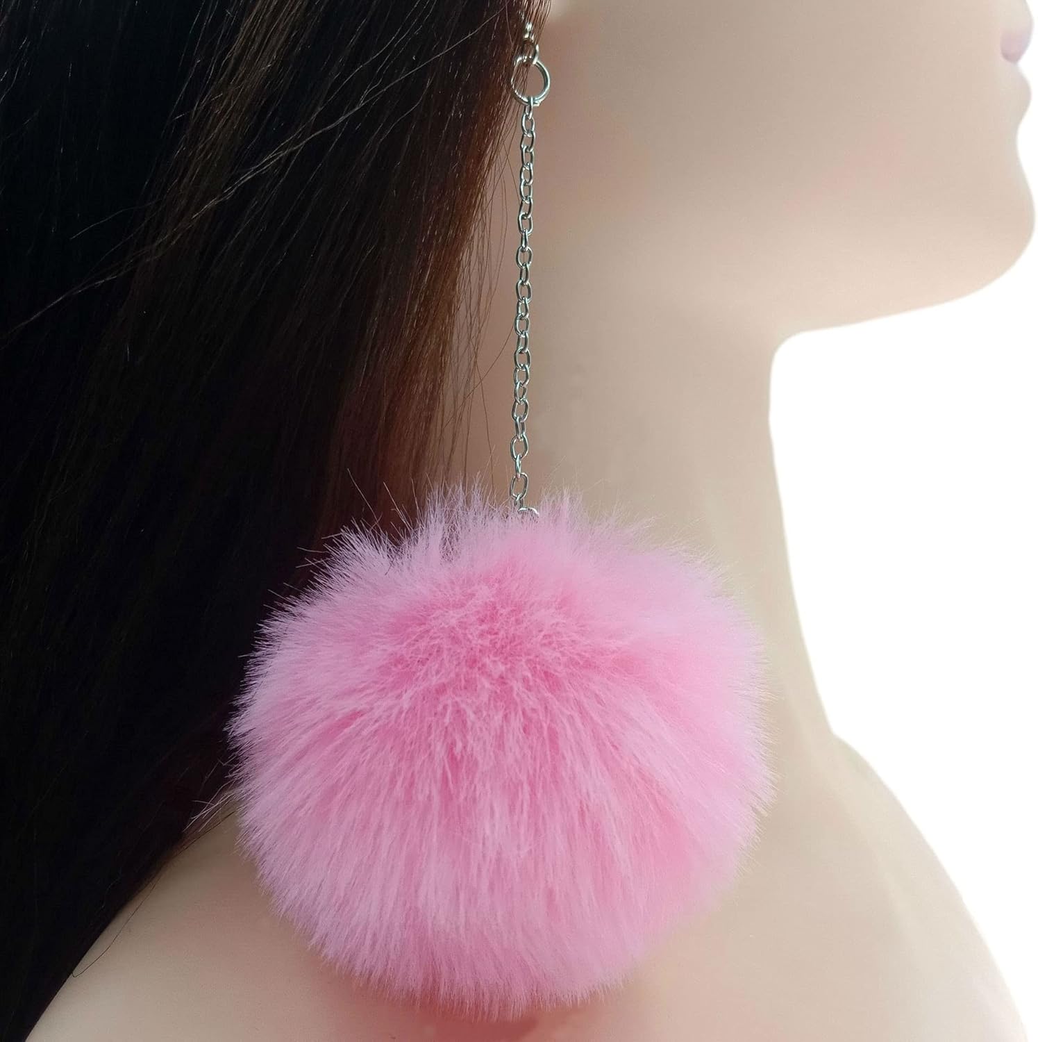 4 Pairs Pom Pom Dangle Earrings Set Statement Fur Ball Drop Earrings for Women Winter Jewelry - Image 2