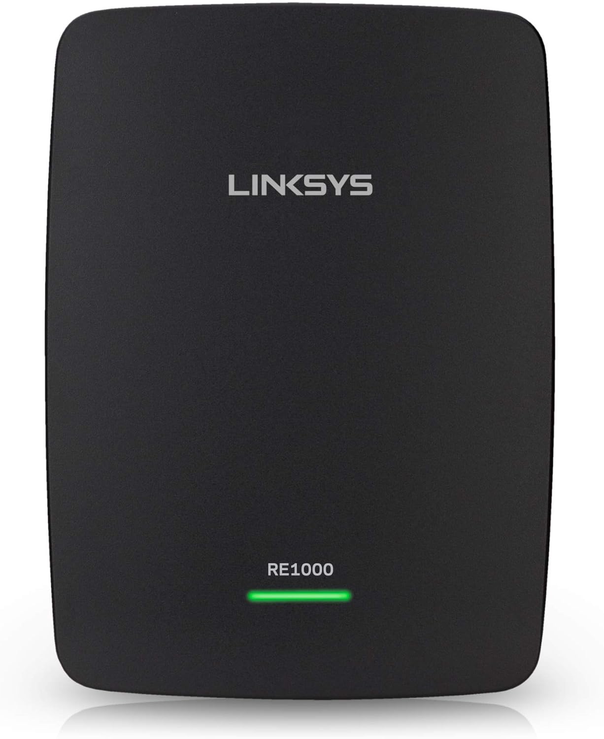Blaen view of Linksys RE1000 with Linksys logo and RE1000 model number