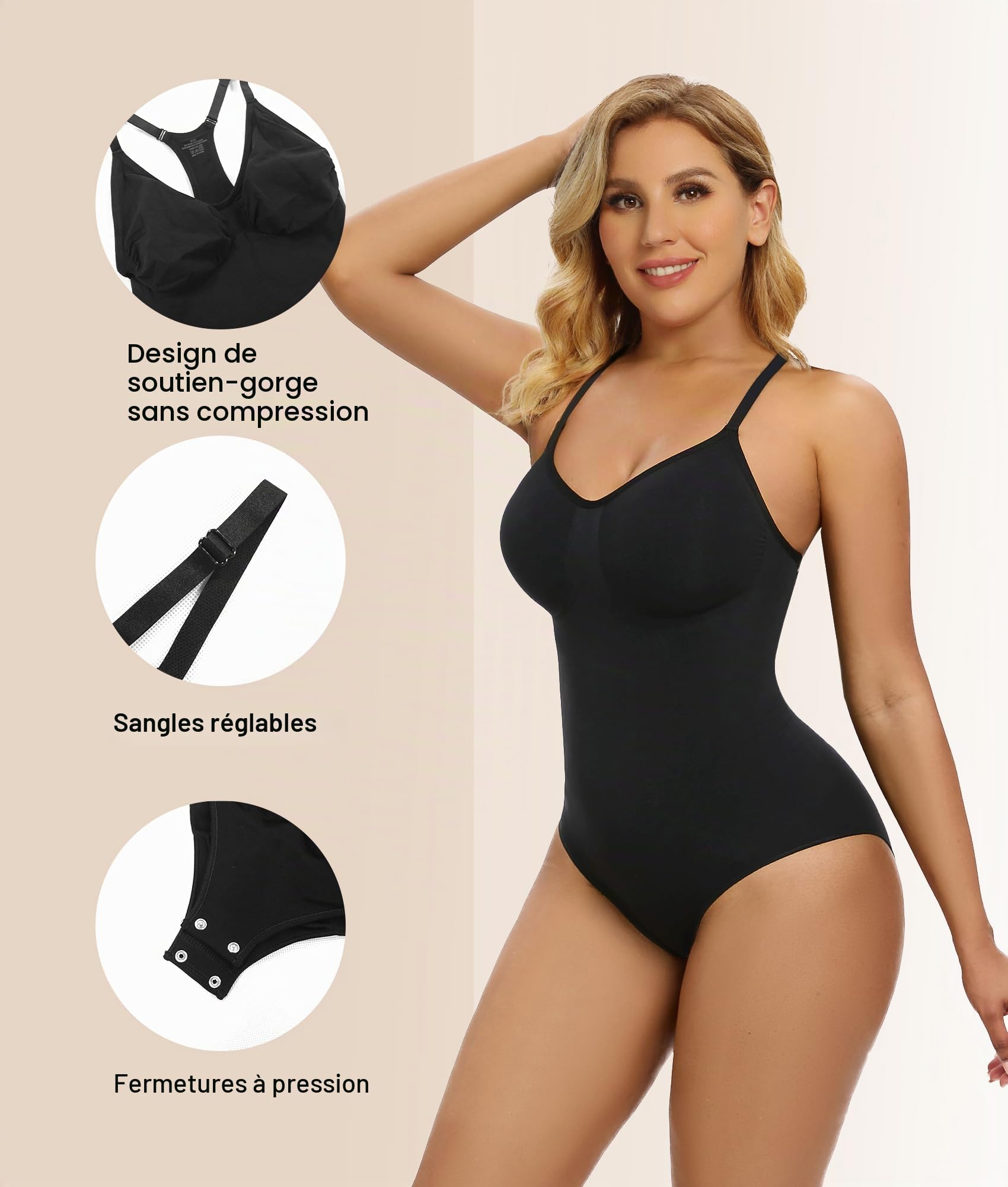 SHAPERX Body Sculptant Femme Gainant Ventre Plat Shapewear Bodysuit Invisible Bodysculpt