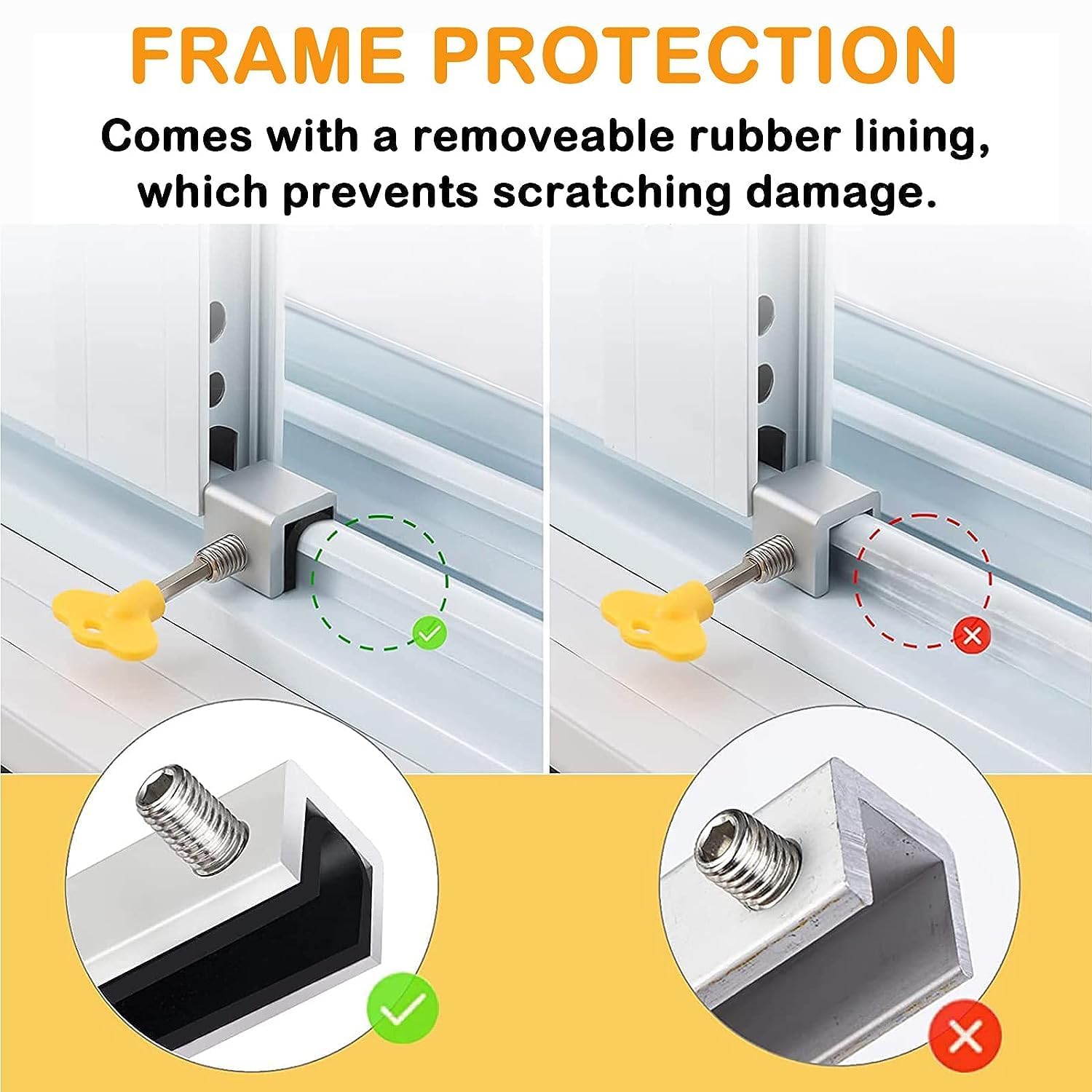 Ncry Sliding Window Locks - Adjustable Security Lock Stoppers With Key for Vertical and Horizontal Slide Windows - Childproof Safety Clamps (4 Sets, Aluminium) 2
