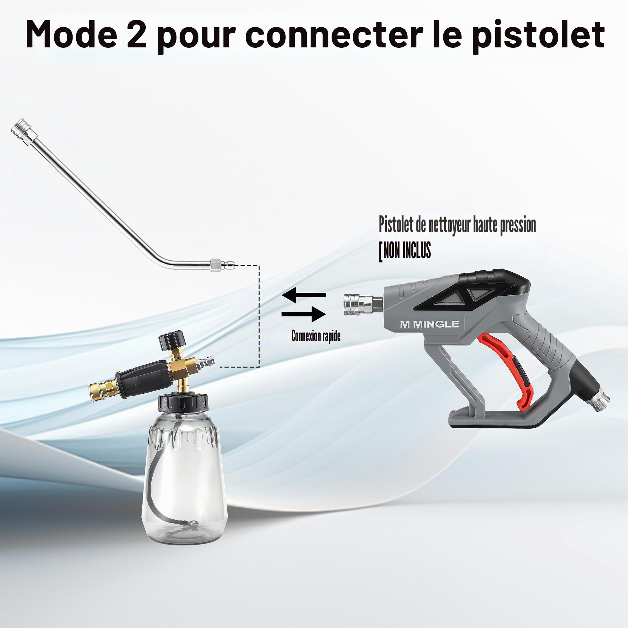 M MINGLE Nettoyeur Sous Voiture 40cm avec Canon à Mousse, pour KarcherK2-K7 | Nettoyeur Dessous de Caisse pour Nettoyeur Haute Pression, Rallonges de Lance et Adaptateur, Raccord Rapide 1/4", 280 bar