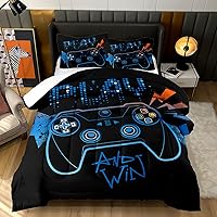 Vista 20 de AILONEN Juego de edredón de videojuegos para adolescentes y niños, juego de ropa de cama de videojuegos, edredón de videojuegos, juego de cama