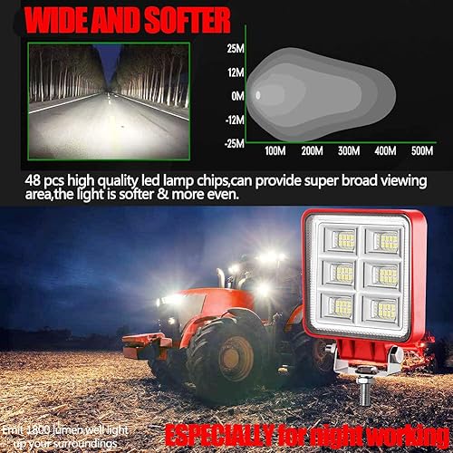 Miniatura 2 de 2 luces LED para tractor de 4 pulgadas, luces LED cuadradas de 12 V, luces LED de trabajo de conducción para camiones, equipos, vehículos