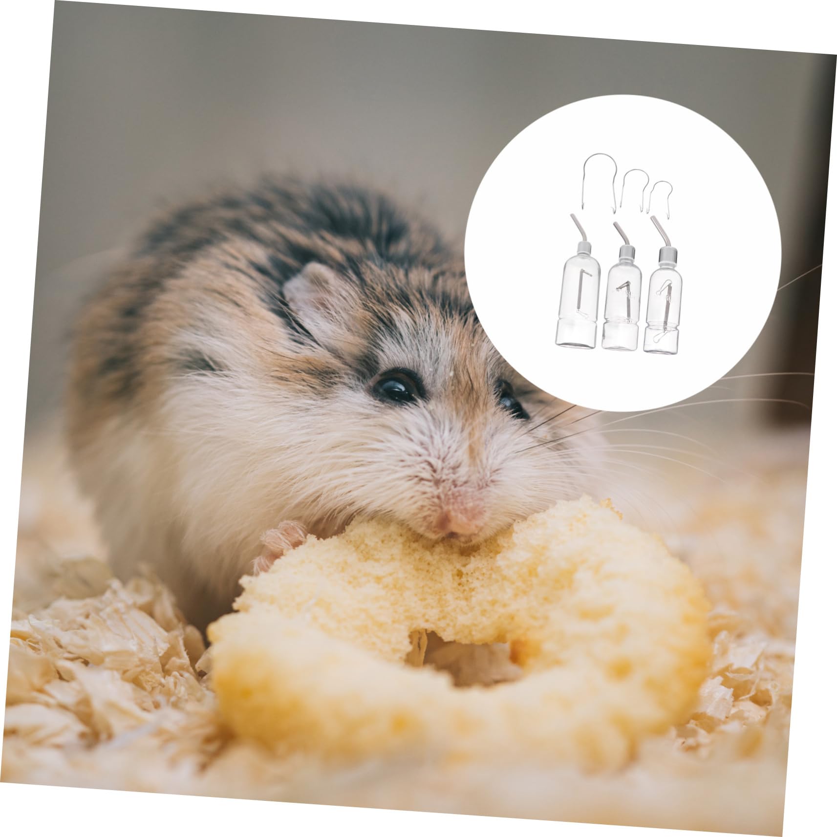 Garneck Pet Water Dispenser 3pcs Stainless Steel Hamster Rabbit Water Bottle Easy to Use and Clean