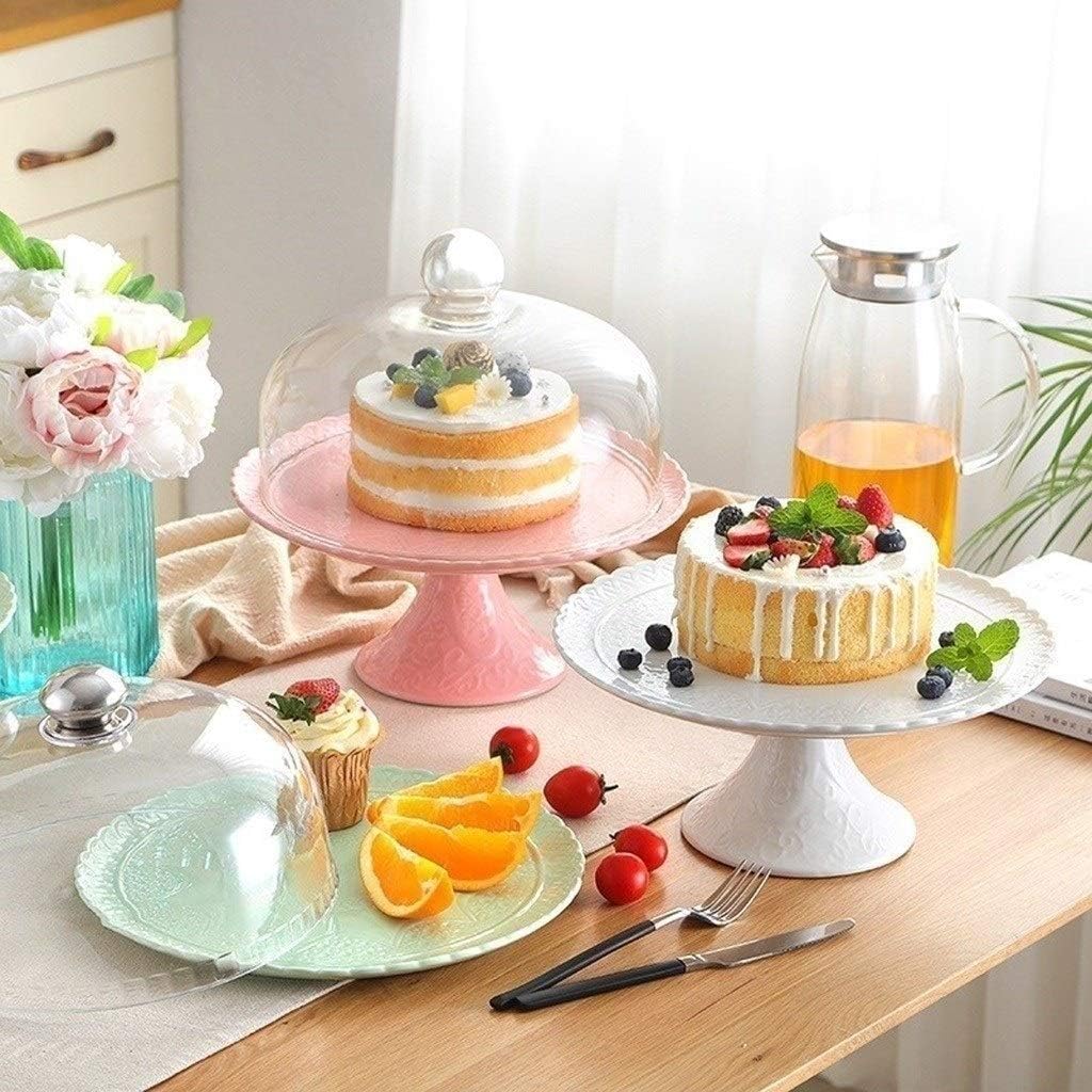 Hochzeitsbankett-Dekorationsteller, mit Glasabdeckung, Desserttisch, Gebäck, Präsentationstablett, Kuchenkuppel, Küche, Käseteller-Abdeckung(Bianco)