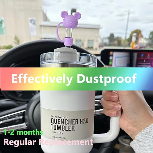 Miniatura 9 de Juego de 4 fundas de popote con diseño de estrella compatibles con vasos Stanley de 30 y 40 onzas, reutilizables, bonitas puntas de popote de 09-4