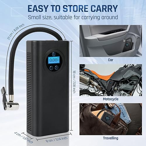 Miniatura 5 de Compresor de aire portátil para inflador de neumáticos, bomba de aire inalámbrica para neumáticos de automóvil, bomba de neumáticos de bicicleta