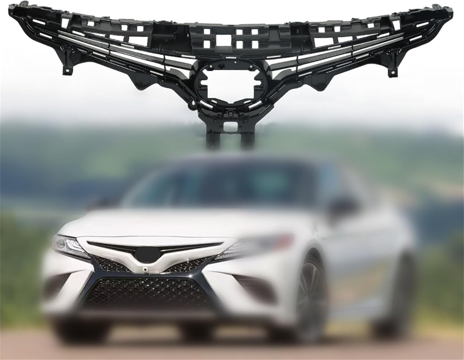 Silscvtt Front Bumper Hood Grille Upper Gloss Black Mesh Style Replacement for Camry SE XSE 2021 2022 5310106F50