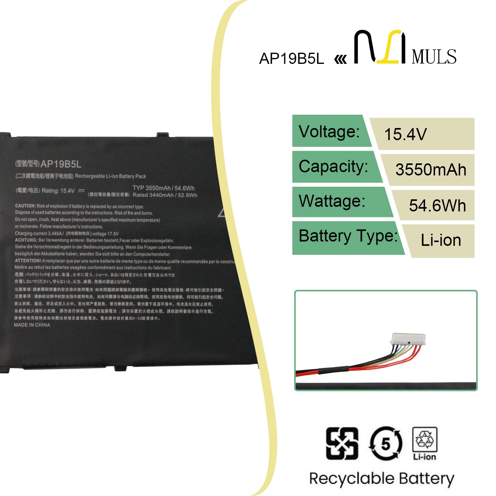 Amazon.com: AP19B5L Laptop Battery Replacement for Acer Aspire 5