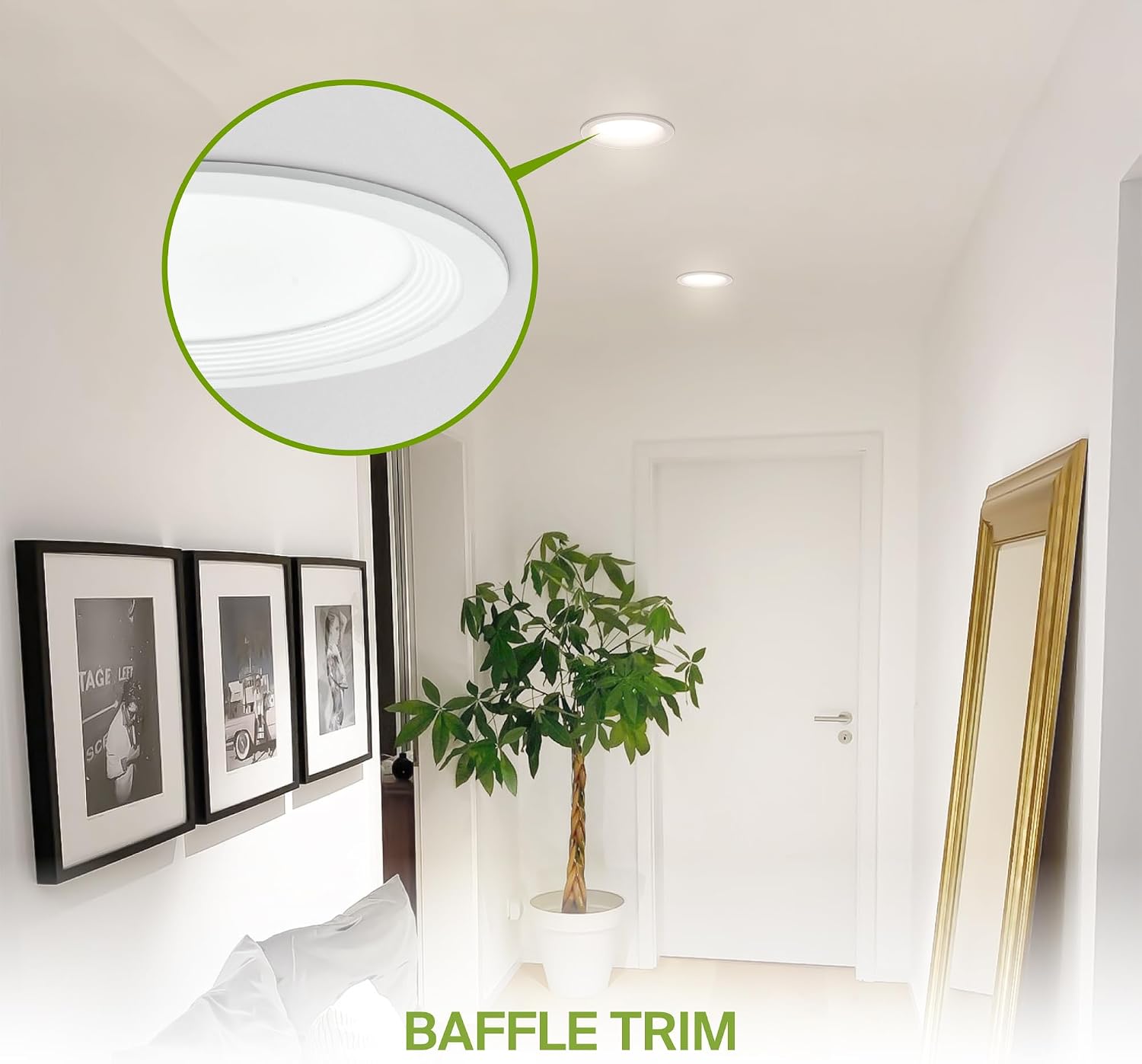 ASD 6 Pack Baffle Trim Recessed Light, LED Wafer Lights 6 Inch 12W 1071LM, 5CCT 2700K-5000K CRI90+, Dimmable Downlight, IC Rated Canless Ceiling Lighting Fixture, ETL ES T24, White