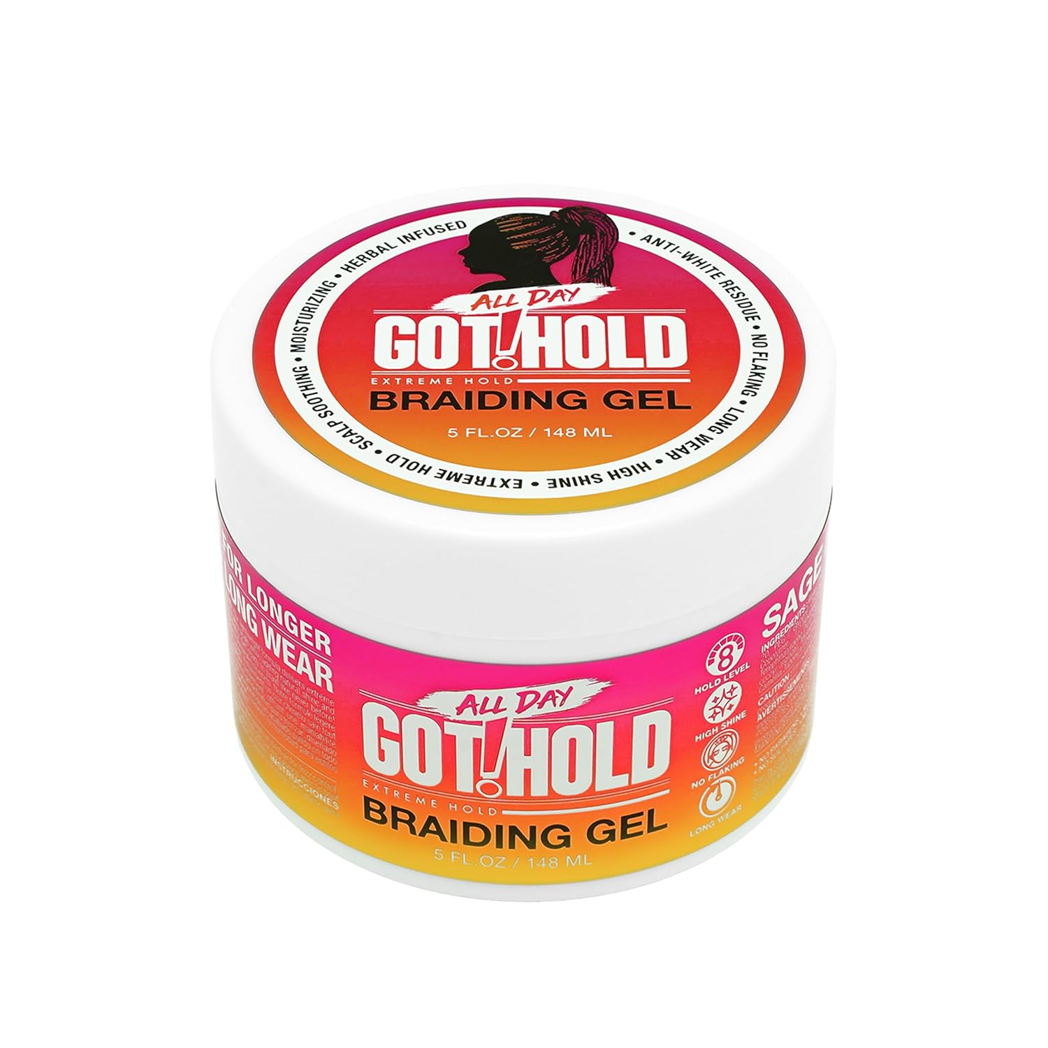 Braiding Gel for Natural Hair Extreme Hold, Hydrating & Frizz-Free, Sage Extract, No Flaking or Drying, High Shine for Braids, Twists, Cornrows, 5oz