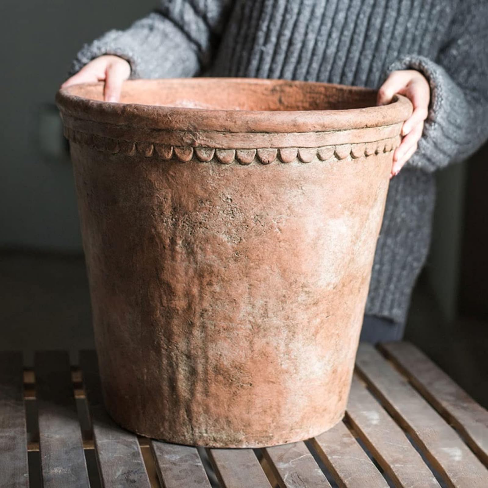 Kamionka w stylu europejskim, doniczki z terakoty, cementowe, duże, 35 cm, na zewnątrz, do ogrodu, na rośliny, pojemniki na rośliny do ogrodnictwa i dekoracji krajobrazu