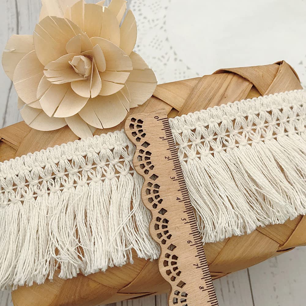 10 Yards 6 cm Wide White Cotton Tassel Lace Ribbon Fringe Trim Lace Trim for Sewing Fringe Trim Sewing Accessories for DIY Costumes Clothing Curtain Clothing Tablecloth Wedding Decoration - Image 2
