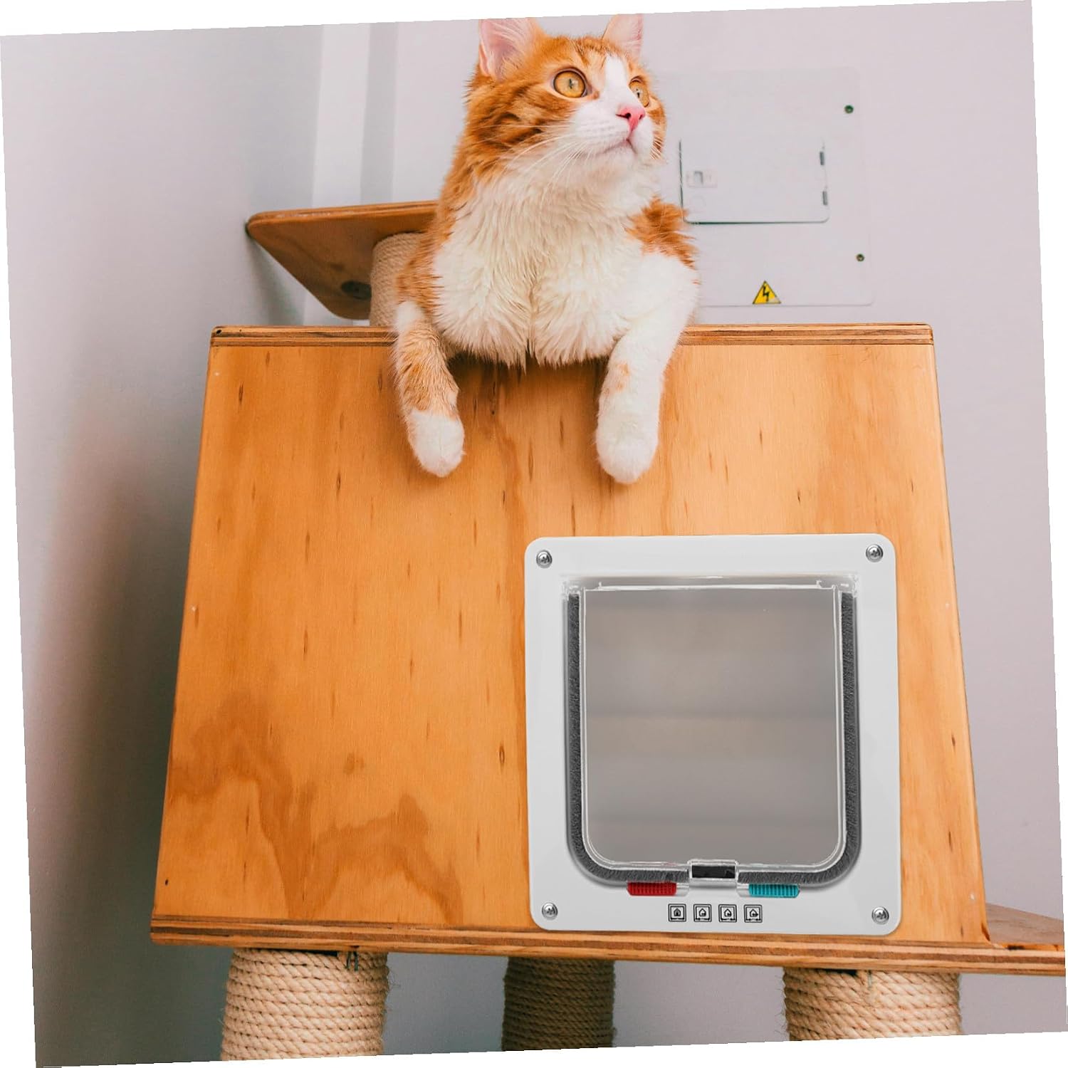 Toddmomy Small Locking Cat Door for Interior Doors with Frame White 20x19x2cm Suitable for Cats and Small Dogs