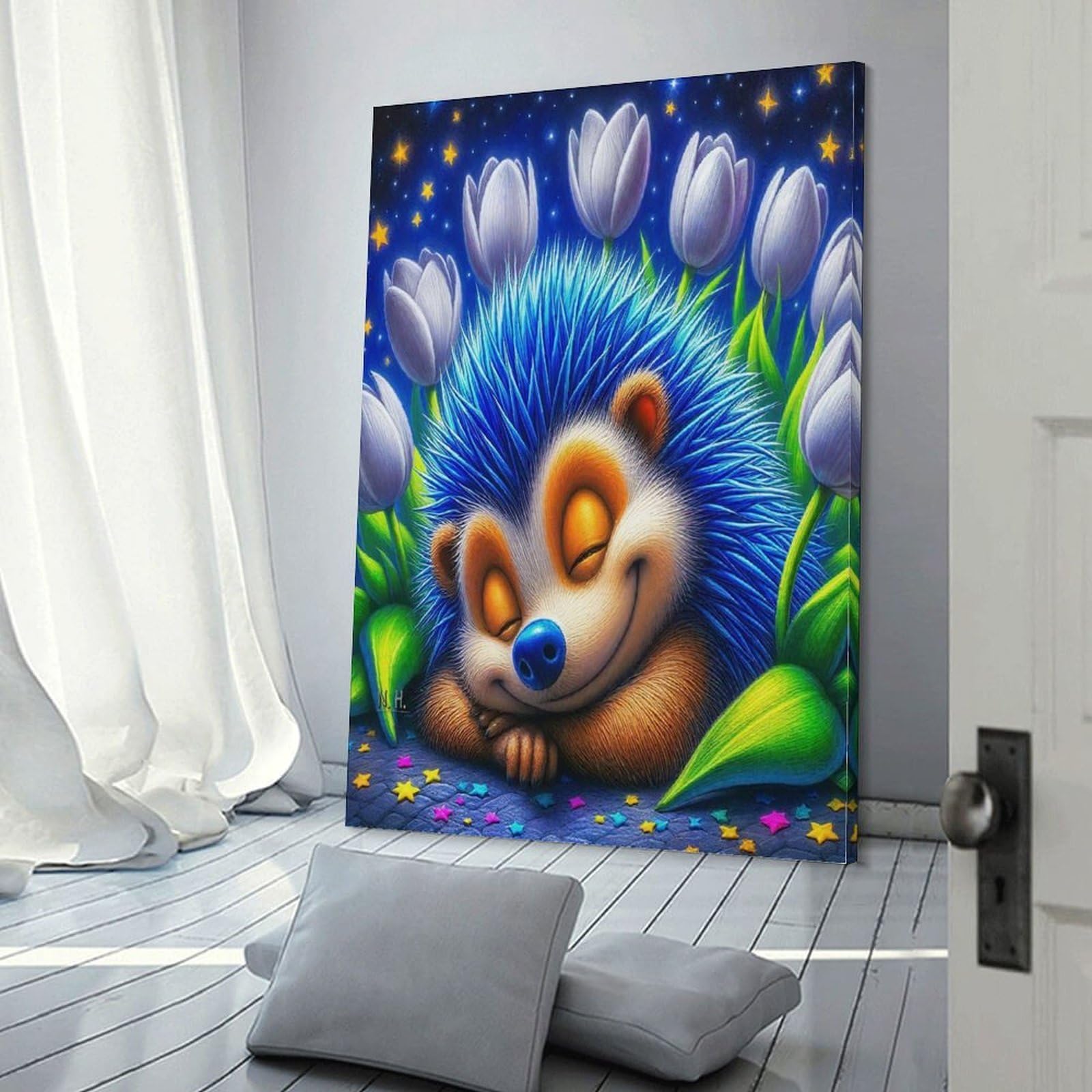Impression sur toile hérisson décoration murale maison tableau 40x60cm - 6